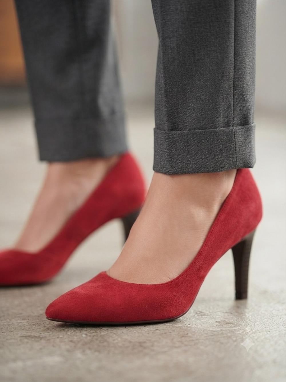 Franco Sarto Red Suede Pointed-Toe Pumps